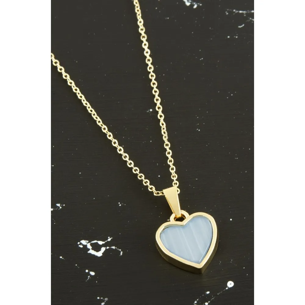 Kalp Polyester Kolye-Açık Mavi