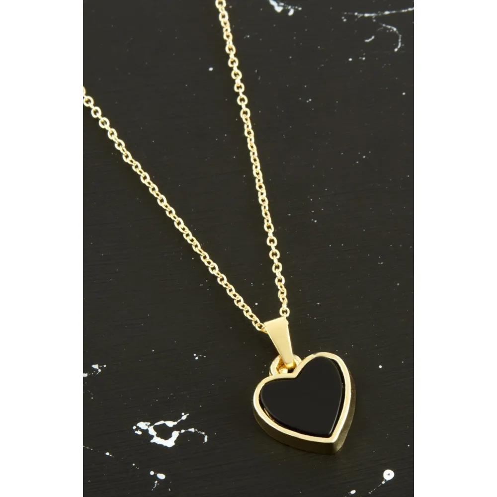 Kalp Polyester Kolye-Siyah