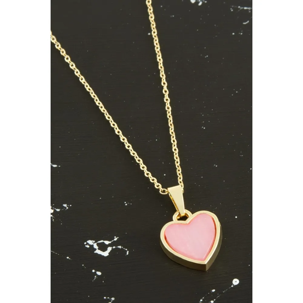 Kalp Polyester Kolye-Açık Pembe