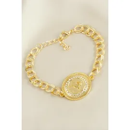 Osmanlı Tuğrası Taşlı Bileklik-Sarı