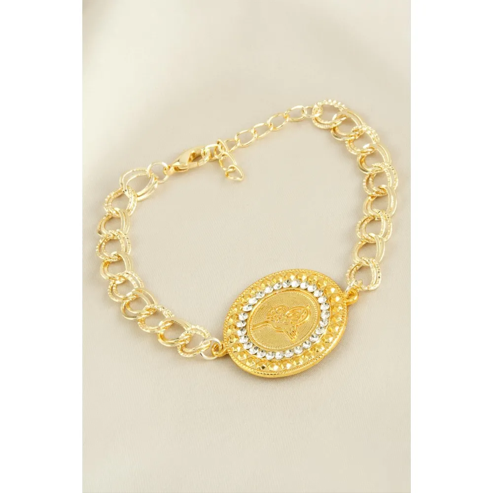 Osmanlı Tuğrası Taşlı Bileklik-Sarı