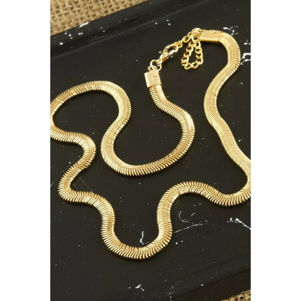 Kobra İtalyan Zincir Kolye 45 cm-Sarı