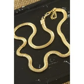 Kobra İtalyan Zincir Kolye 45 cm-Sarı