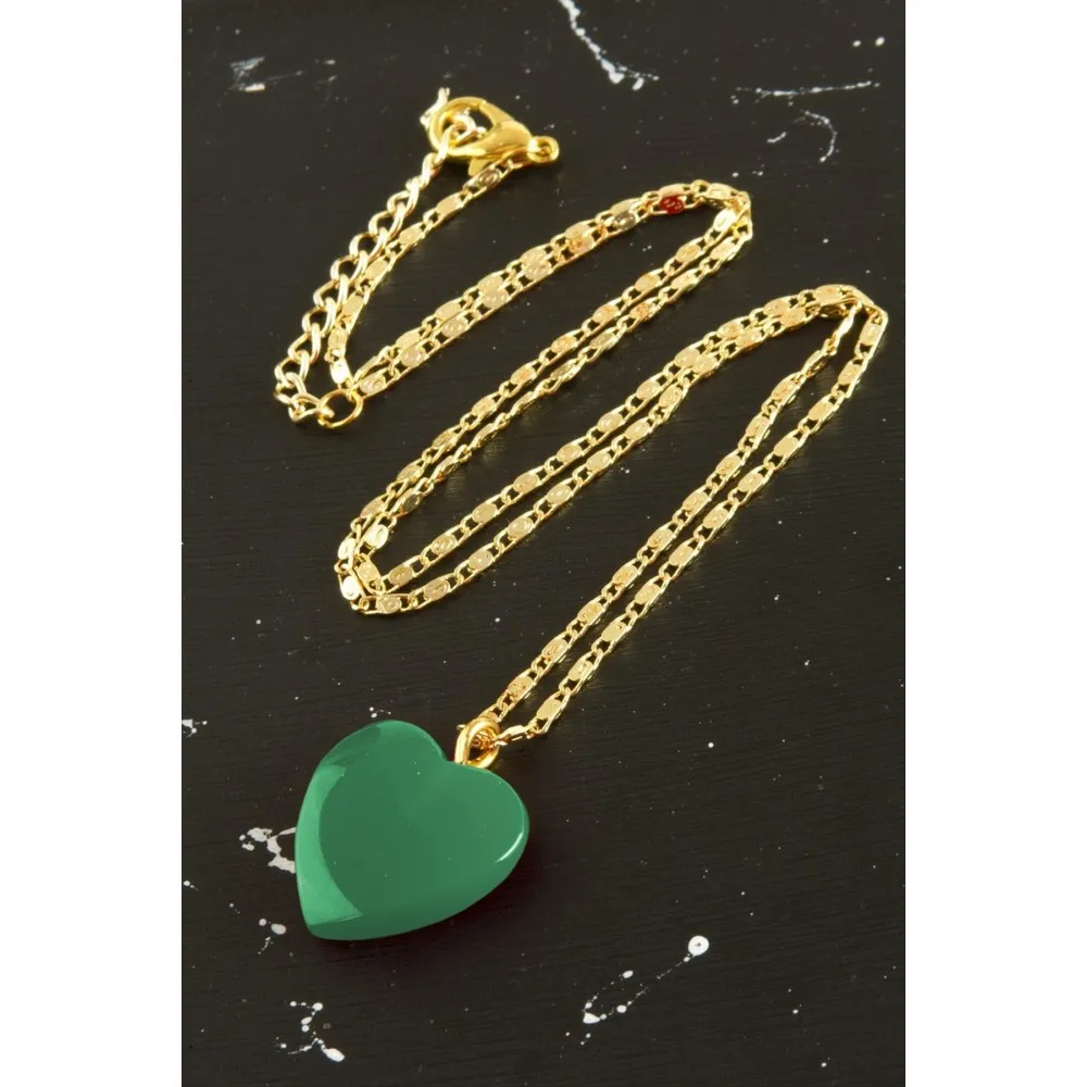 Yeni Sezon Kalp Kolye-Yeşil