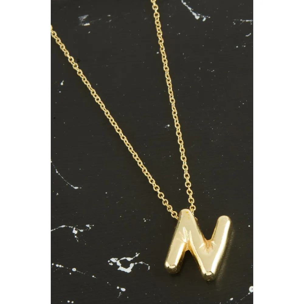 N Harfli Balon Kolye-Sarı