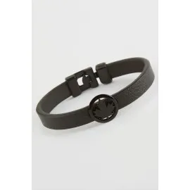 Yaprak Kaliteli Suni Deri Bileklik-Siyah