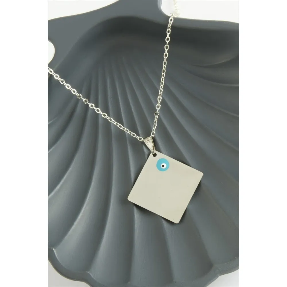 Altıgen İsim Yazılabilir Kolye-Gümüş Rengi