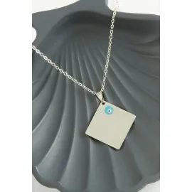 Altıgen İsim Yazılabilir Kolye-Gümüş Rengi