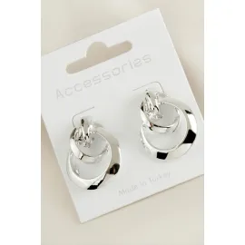 Halka Örgülü Yeni Sezon Metal Küpe-Gümüş Rengi