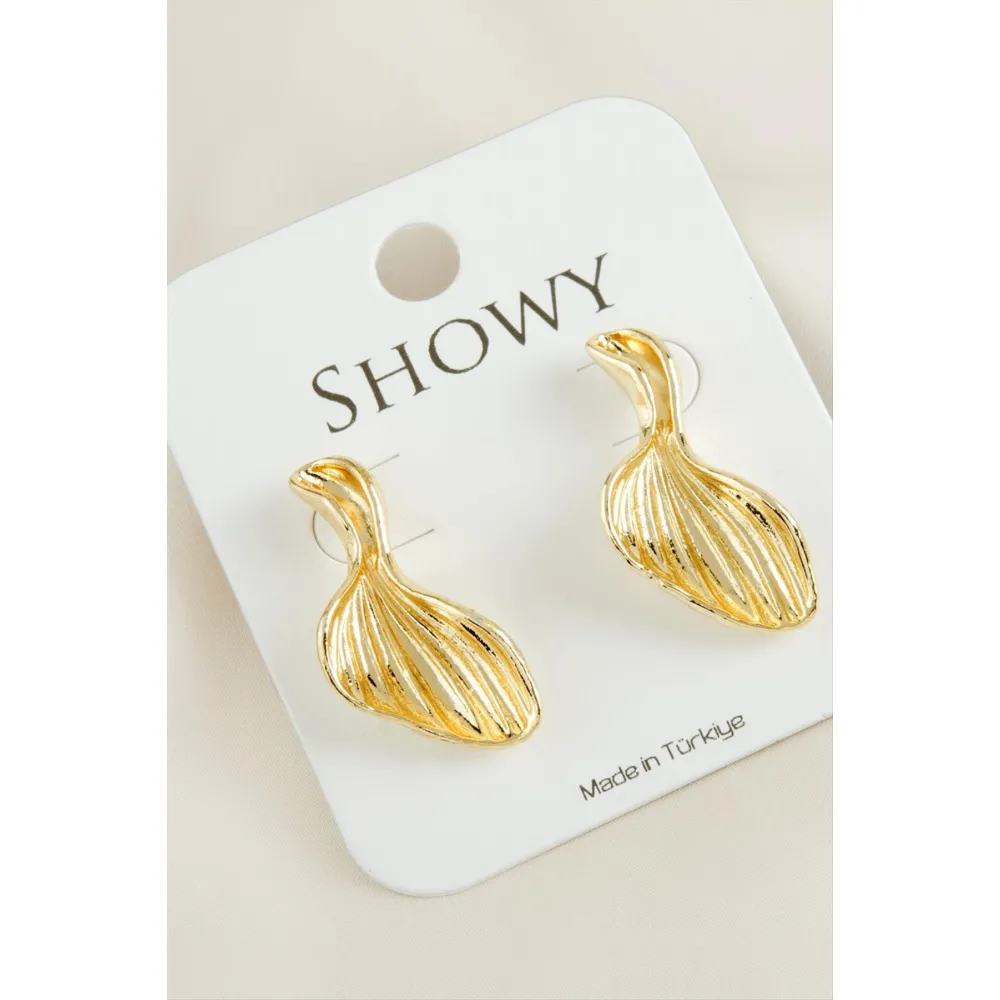 Deniz Kabuğu Tasarımlı Yeni Sezon Metal Küpe-Sarı