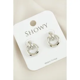 Yuvarlak Yeni Sezon Metal Küpe-Gümüş Rengi