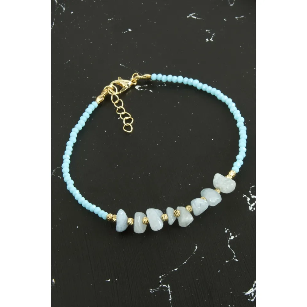 Kırık Doğaltaşlı Turkuaz Kristal Bileklik-Turkuaz