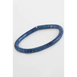 Hematit Doğaltaş Bileklik-Mavi