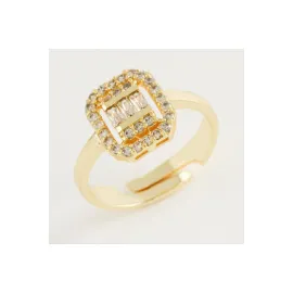 Kare Baget Taşlı Yüzük-Gümüş Rengi