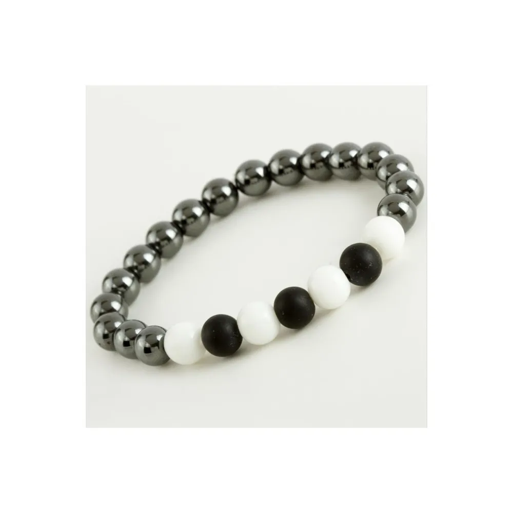 Hematit- Mat Onix Doğaltaş Bileklik-Antrasit