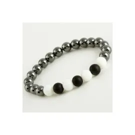 Hematit- Mat Onix Doğaltaş Bileklik-Antrasit