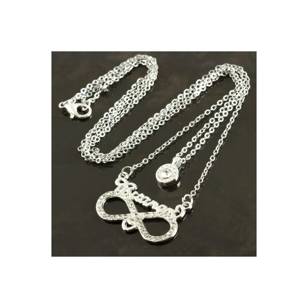 Birtanem Yazılı Sonsuzluk  Yeni Sezon İkili Kolye-Gümüş Rengi
