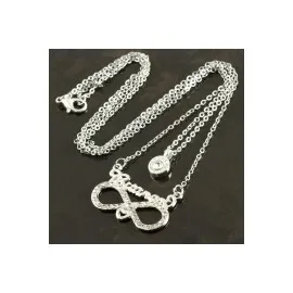 Birtanem Yazılı Sonsuzluk  Yeni Sezon İkili Kolye-Gümüş Rengi