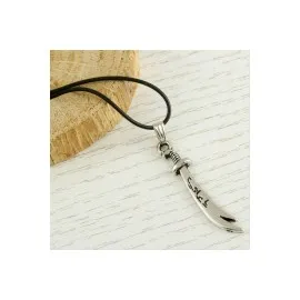 Zülfikar Metal Vinlex Deri Kolye-Siyah