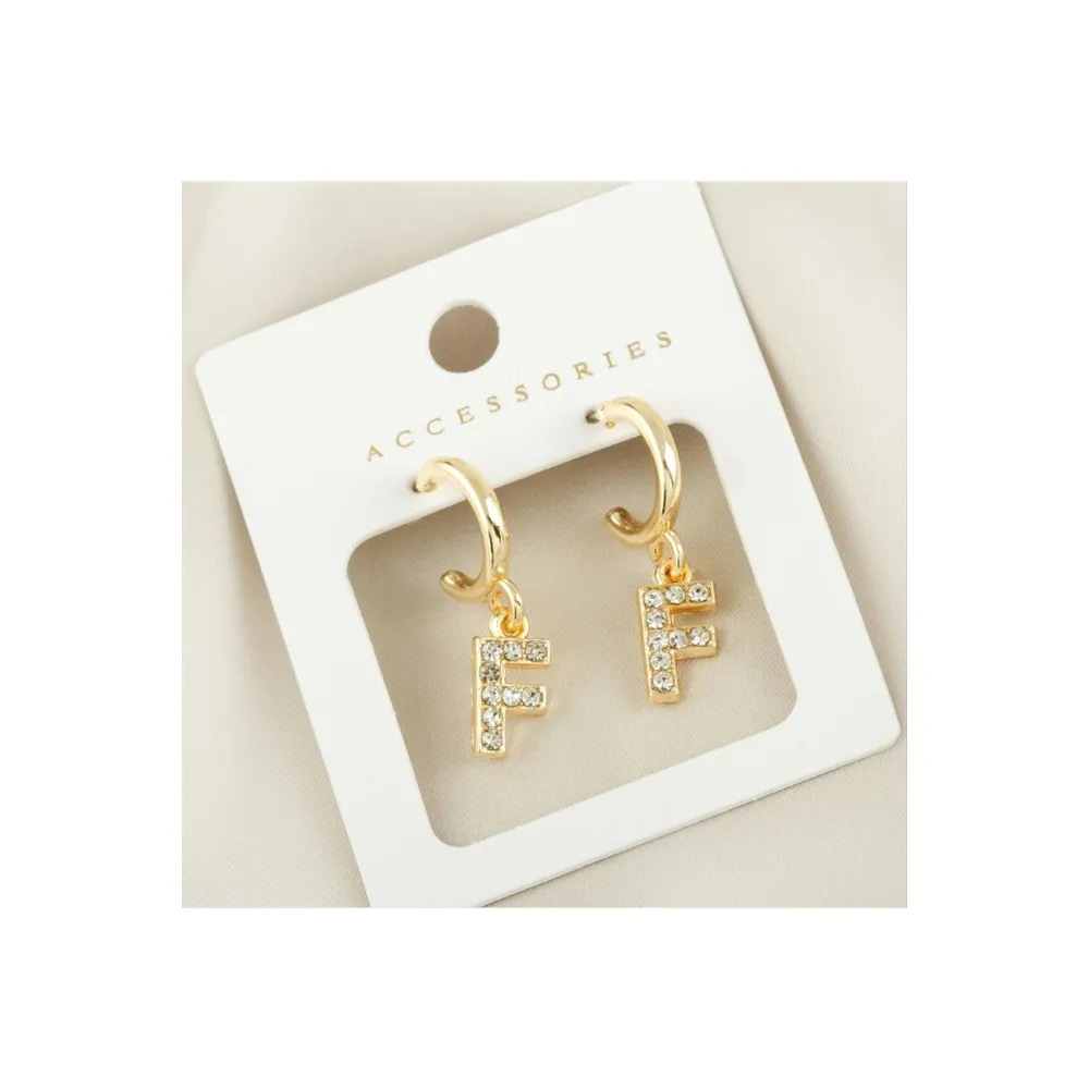 Harfli Yeni Sezon Metal Taşlı Küpe-F