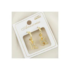 Harfli Yeni Sezon Metal Taşlı Küpe-K