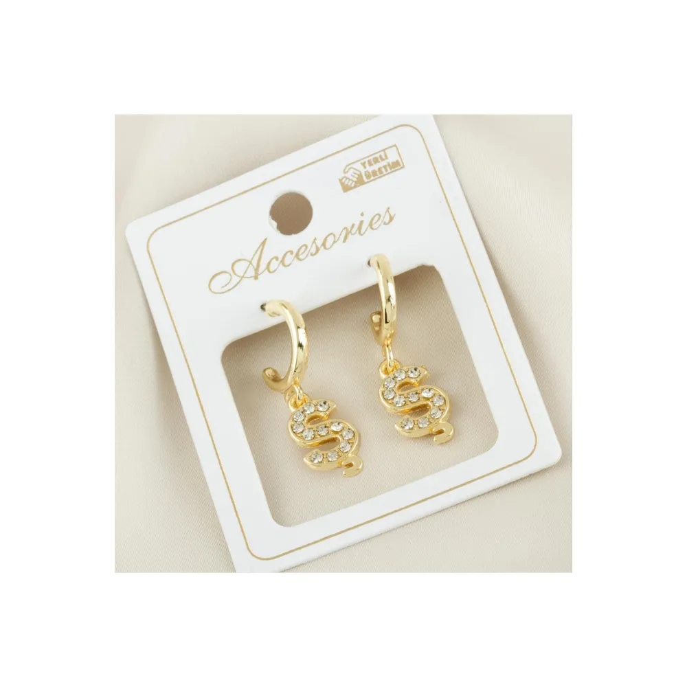 Harfli Yeni Sezon Metal Taşlı Küpe-Ş