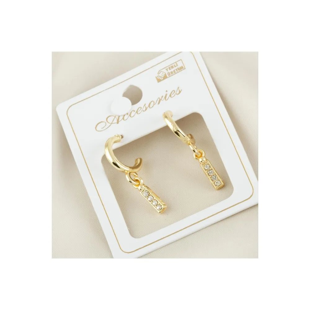 Harfli Yeni Sezon Metal Taşlı Küpe-İ