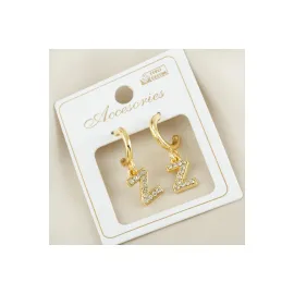 Harfli Yeni Sezon Metal Taşlı Küpe-Z