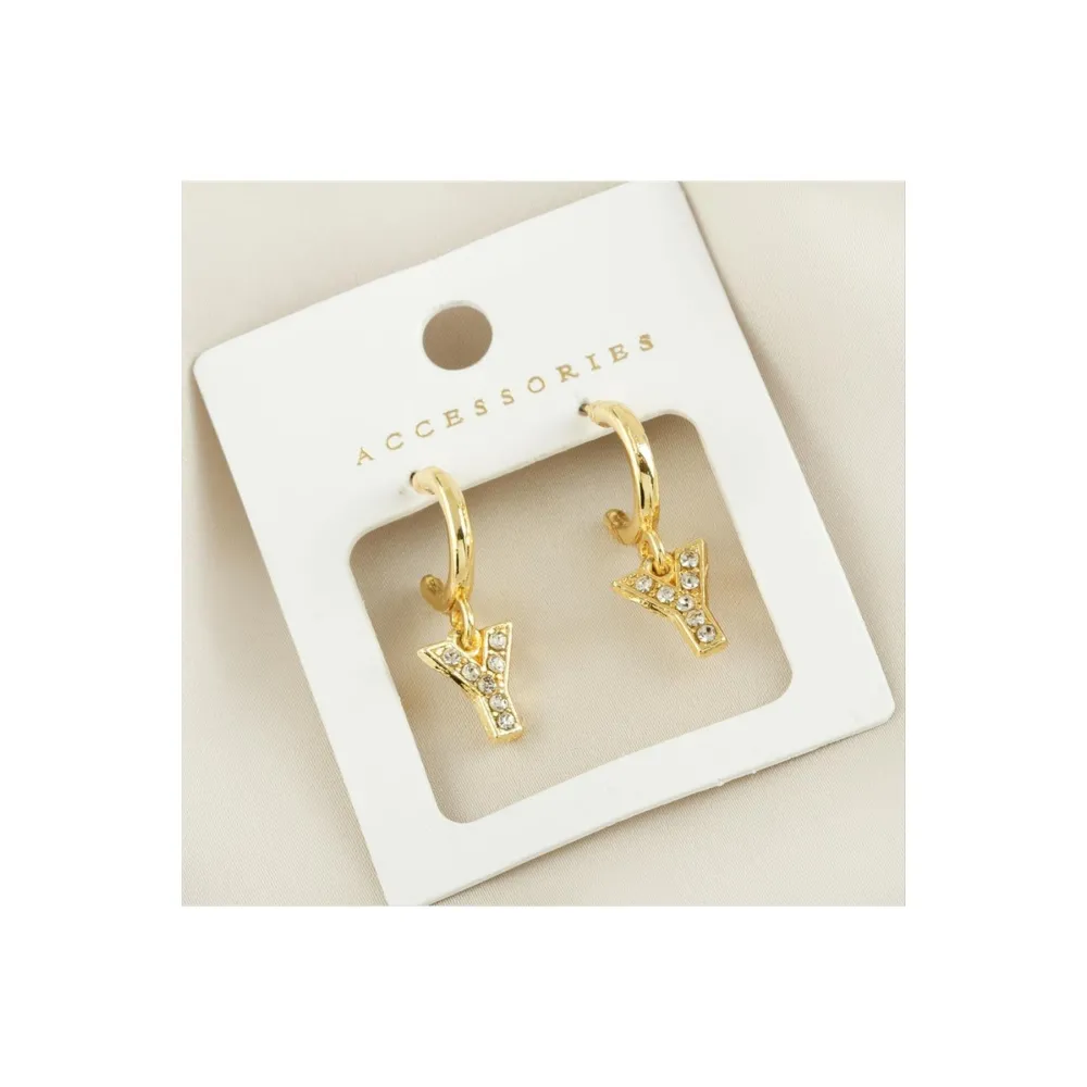 Harfli Yeni Sezon Metal Taşlı Küpe-Y