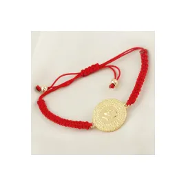 Yarım Altın Örgülü Bileklik-Kırmızı