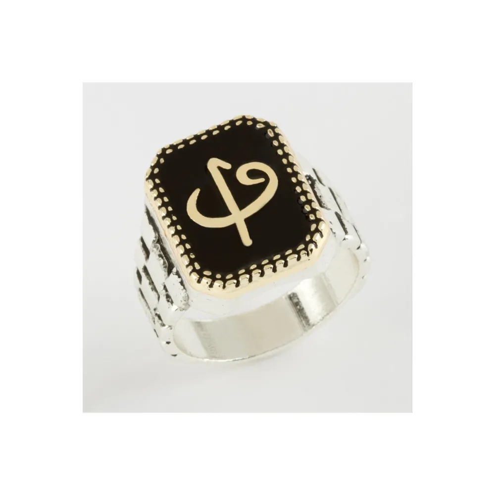 Elif Vav Metal Erkek Yüzük-Sarı