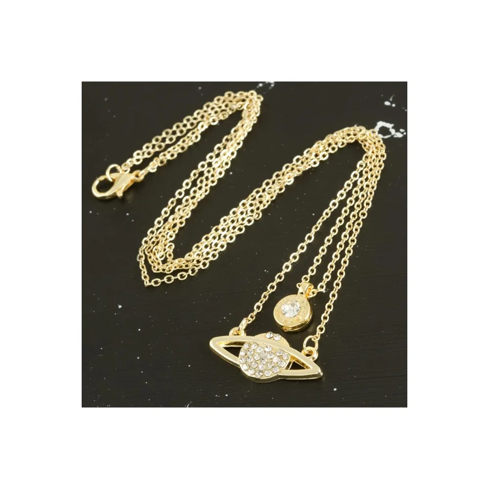 Satürn Yeni Sezon İkili Kolye-Sarı