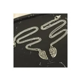 Best Friends Arkadaş Zincir Kolye Çift Kolye-Gümüş Rengi