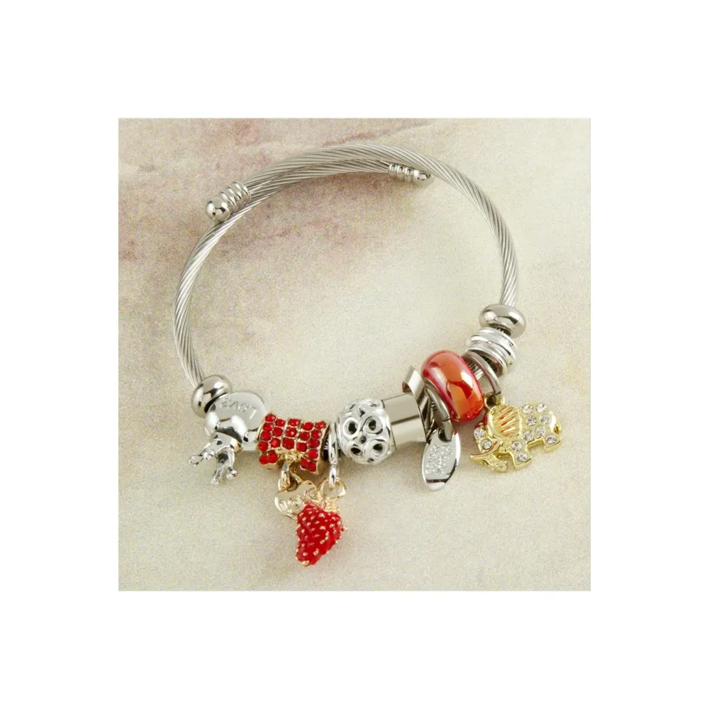 Çilek Panora Bileklik-Gümüş Rengi