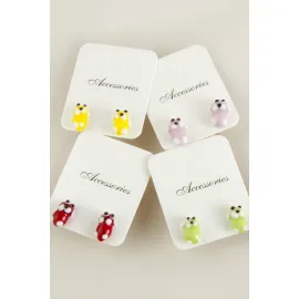 Köpek Cam Küpe-Renkli