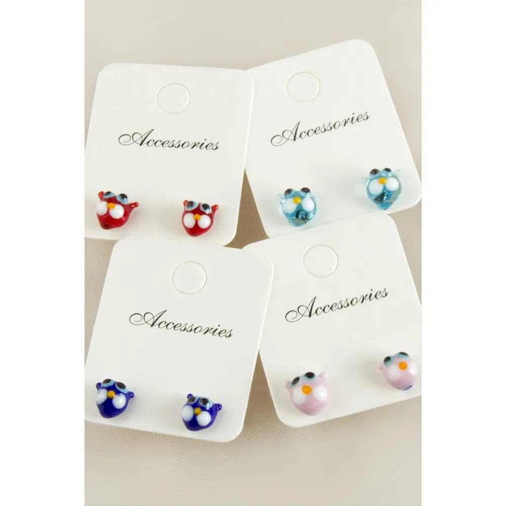 Kedi Cam Küpe-Renkli