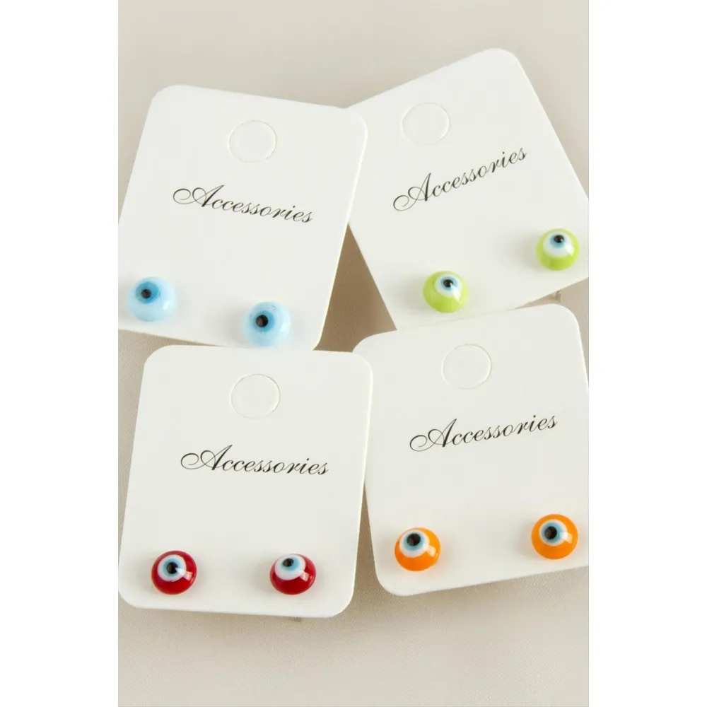 Nazar Cam Küpe-Renkli