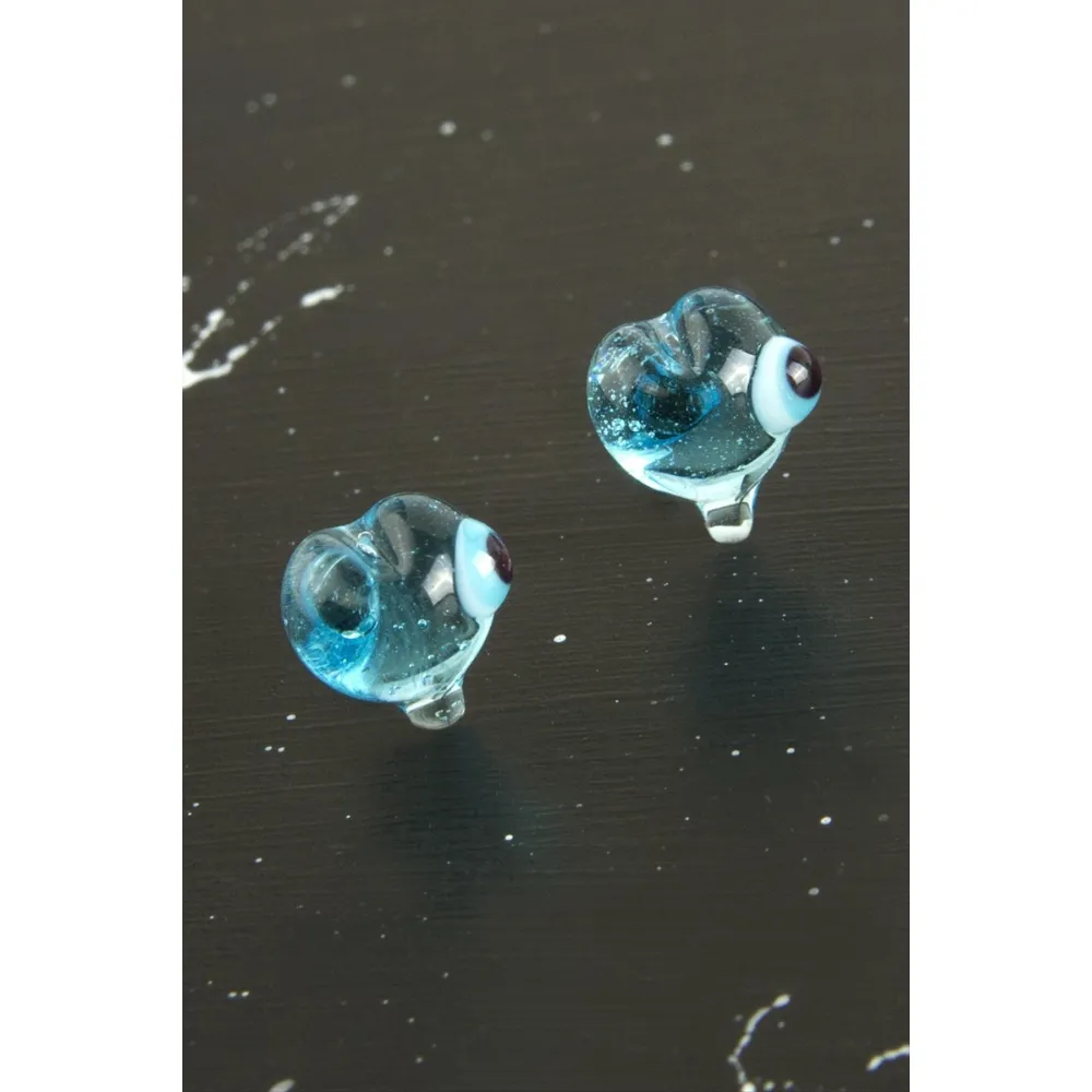 Penguen Cam Küpe-Açık Mavi