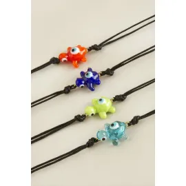 Kaplumbağa Cam Bileklik-Renkli