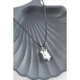 Kutup Ayısı Cam Kolye-Beyaz