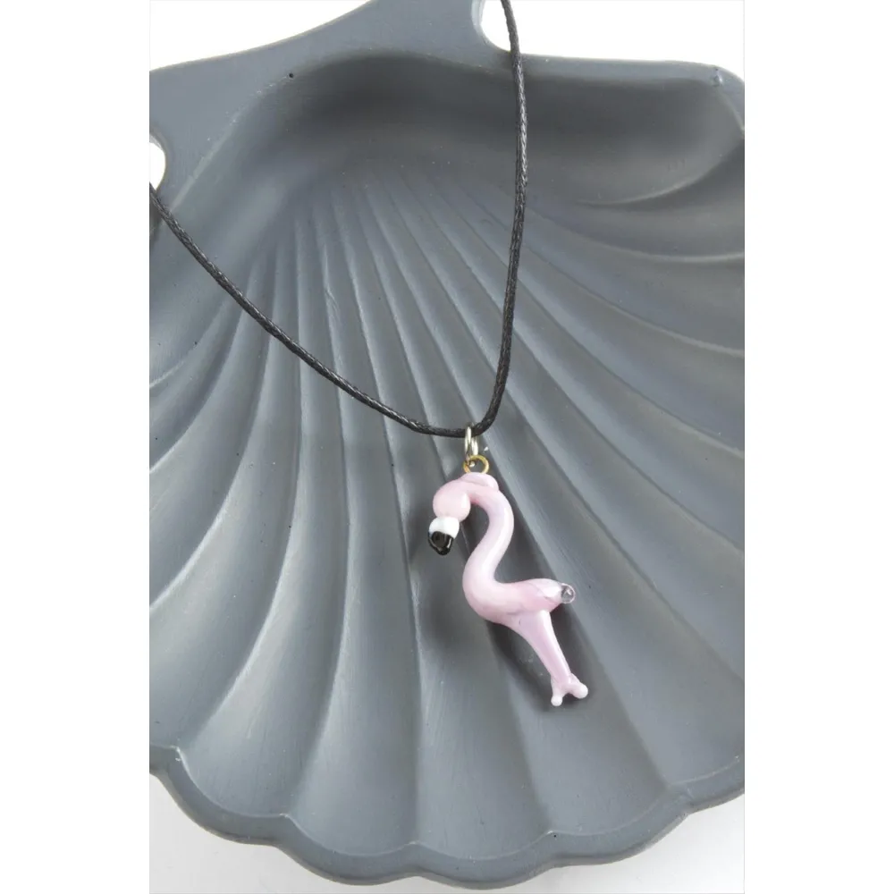 Filamingo Cam Kolye-Açık Pembe