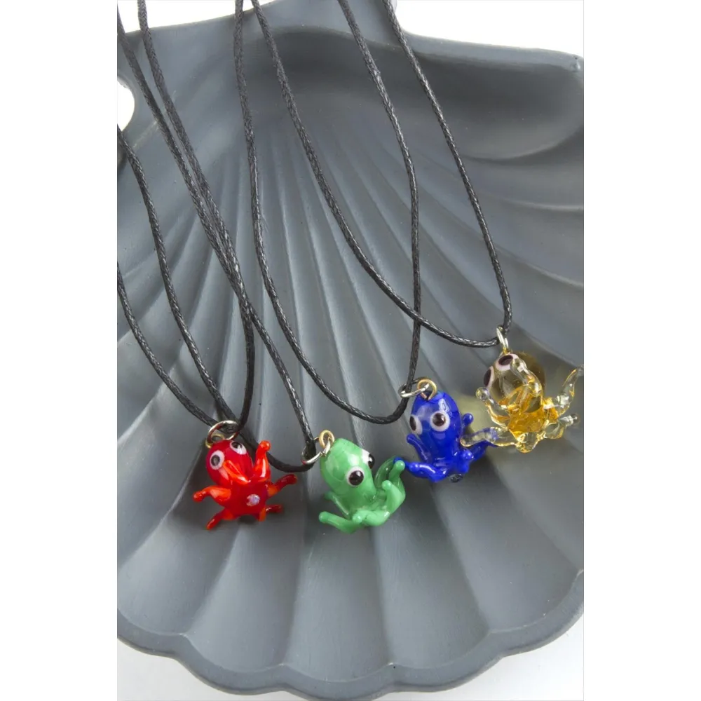 Ahtapot Cam Kolye-Renkli