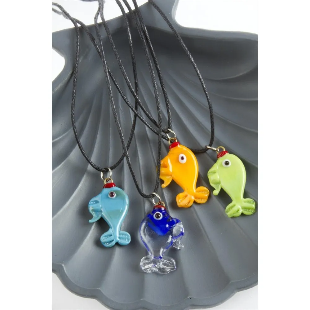 Balık Cam Kolye-Renkli