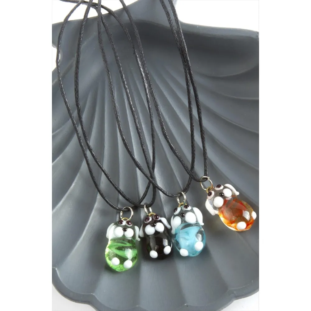 Köpek Cam Kolye-Renkli