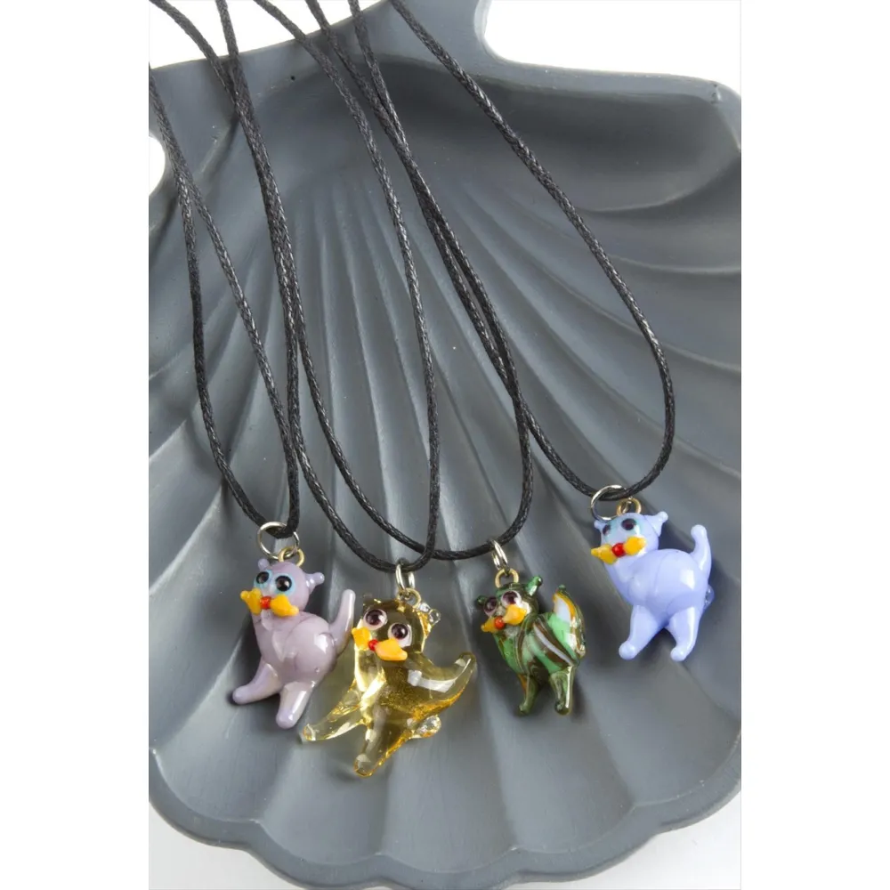 Kedi Cam Kolye-Renkli