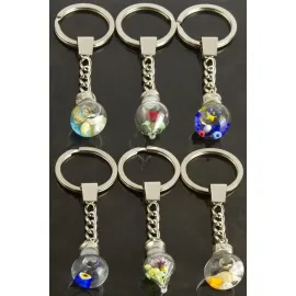 Sulu Karışık Fanus Anahtarlık-Gümüş Rengi