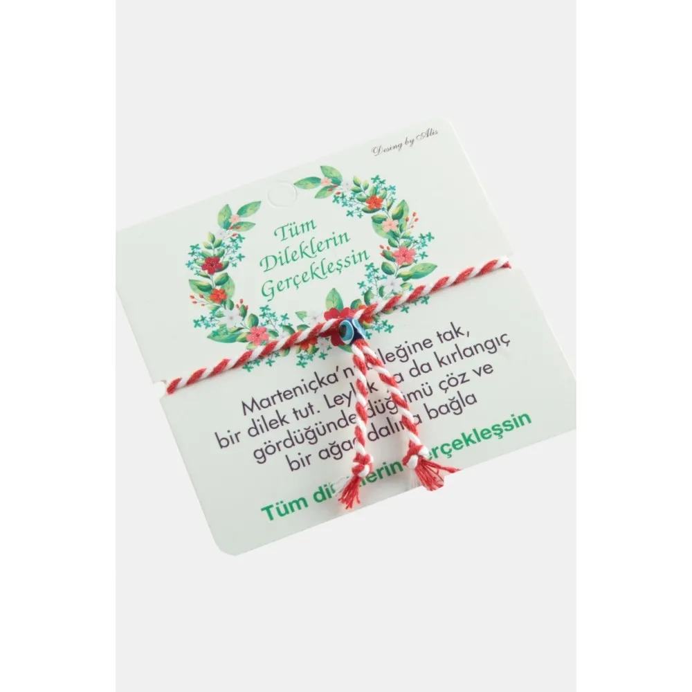 Nazar Boncuklu Marteniçka Bileklik  Toptan Marteniçka Bileklik-Kırmızı