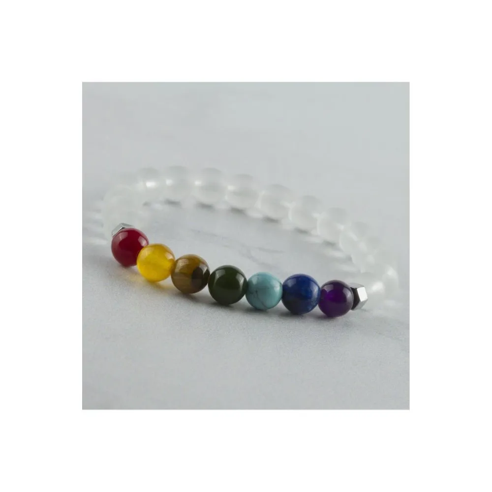 7Li Doğaltaş Çakra Bileklik-Şeffaf