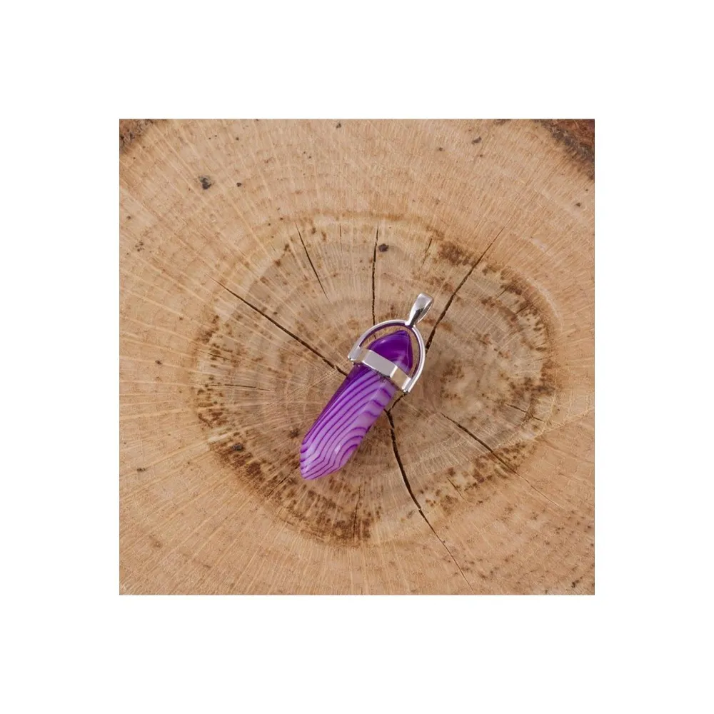 Akik Point Kolye Ucu-Mor