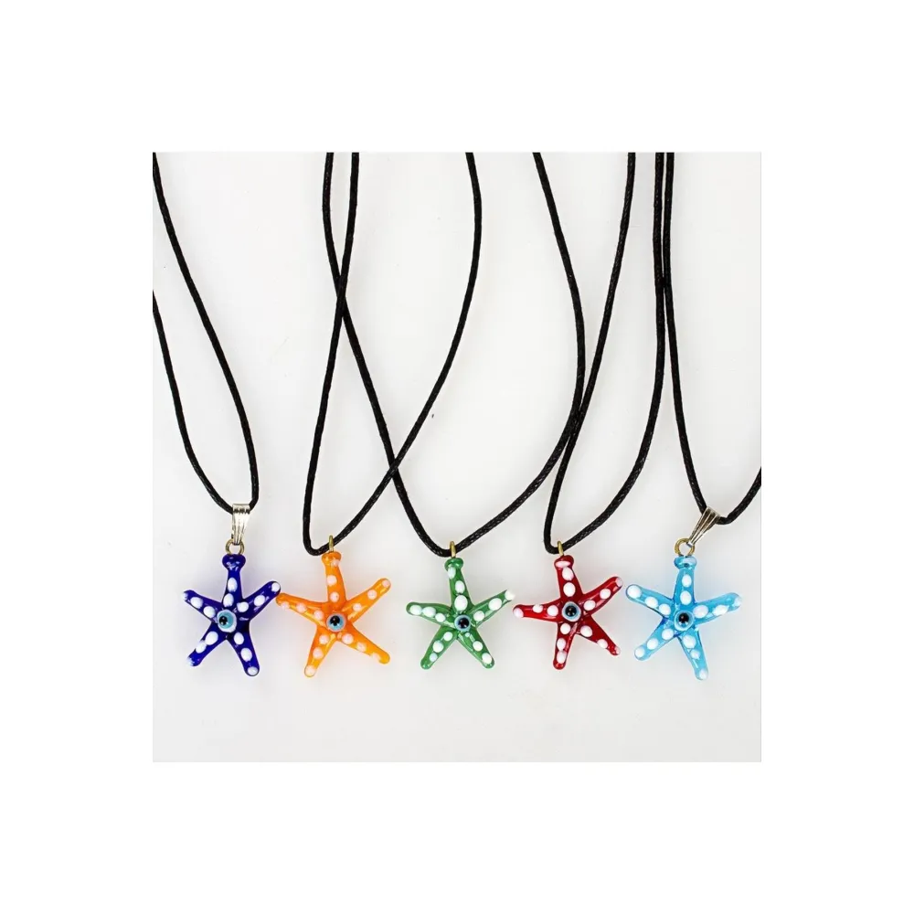 Deniz Yıldızı Cam Kolye-Renkli